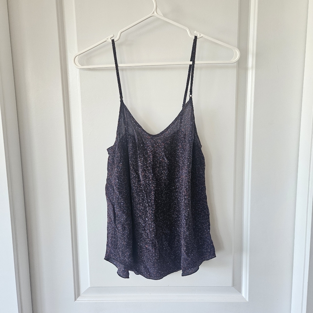 Aritzia Wilfred 100% Silk Purple Patterned Camisole Top Size Extra Small